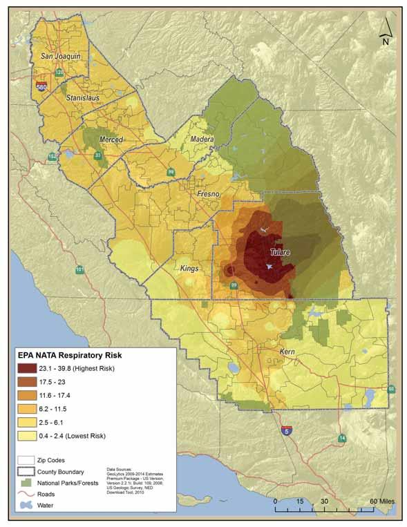 Map 10: National Air Toxic Assessment (NATA) Respiratory Risk, San