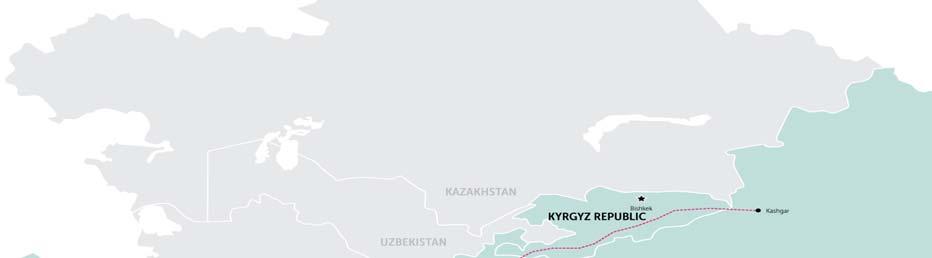 The Five Nations Railway Corridor The Five Nations Railway Corridor would traverse a total distance of 2100 kilometers, Connecting China to Iran through the Kyrgyz Republic, Tajikistan and
