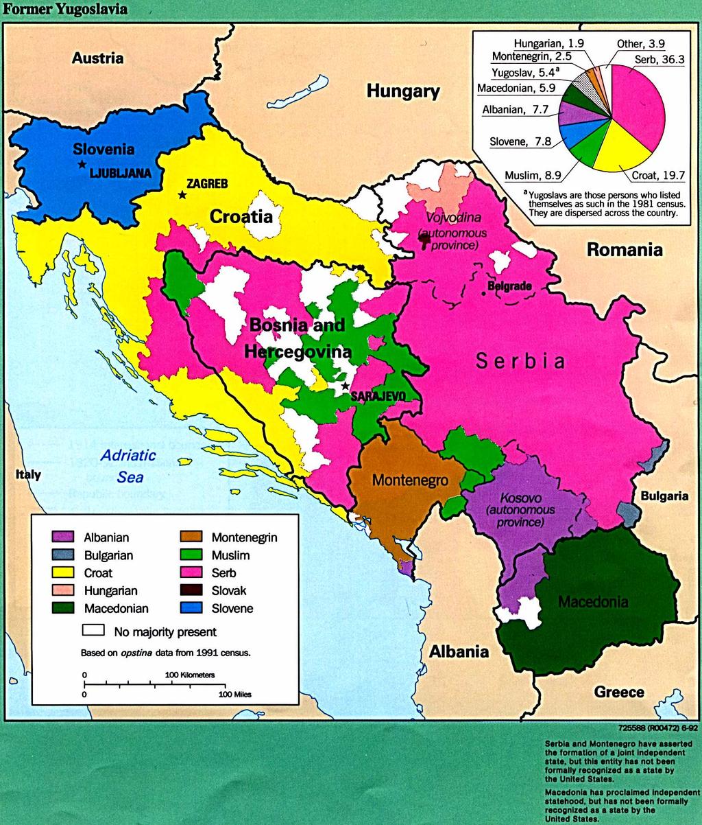 Yugoslavia Ethnic divisions surface after Tito s death Slobodan Milosevic becomes President Slovenia & Croatia declare