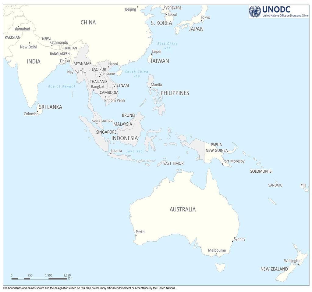UNODC in Southeast Asia and the Pacific Regional office in Thailand with six