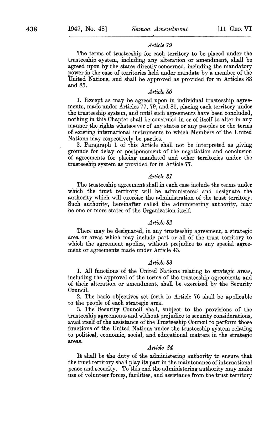 438 1947, No. 48] Samoa Amendmen.t [11 GEO.
