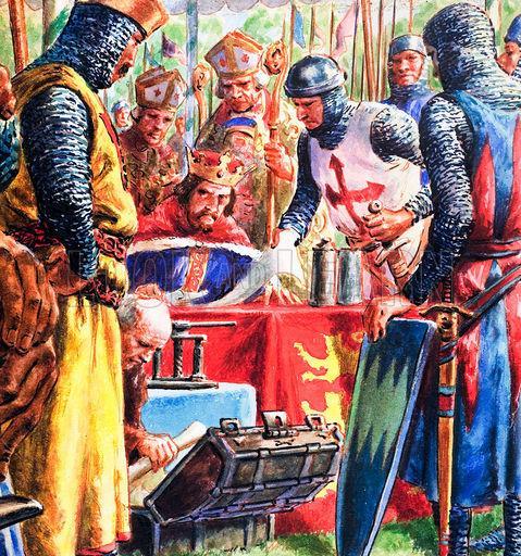 Magna Carta Known as the Great Charter Signed by King John in 1215 at Runnymede Unhappy barons