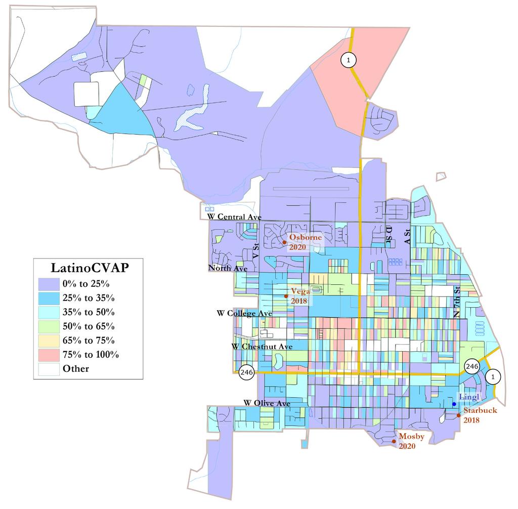 Heavily Latino Neighborhoods 6 Latinos are particularly concentrated between O St, College Ave, A St and Ocean Ave.