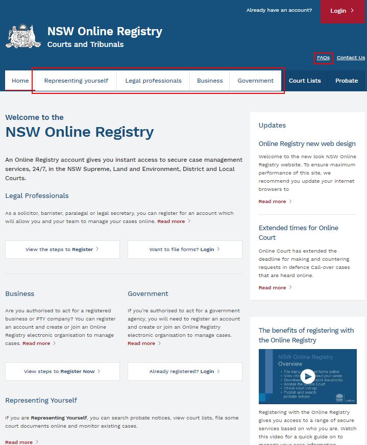 Accessing the Online Court Register To use the Online Court, solicitors must be registered for the NSW Online Registry.