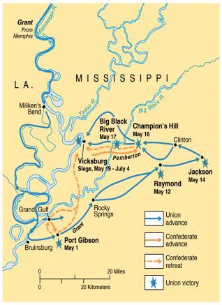 Slide 1 Siege at Vicksburg May 19 - July 4, 1863 -By the spring of 1863, Union forces controlled New Orleans and most of the Mississippi River.