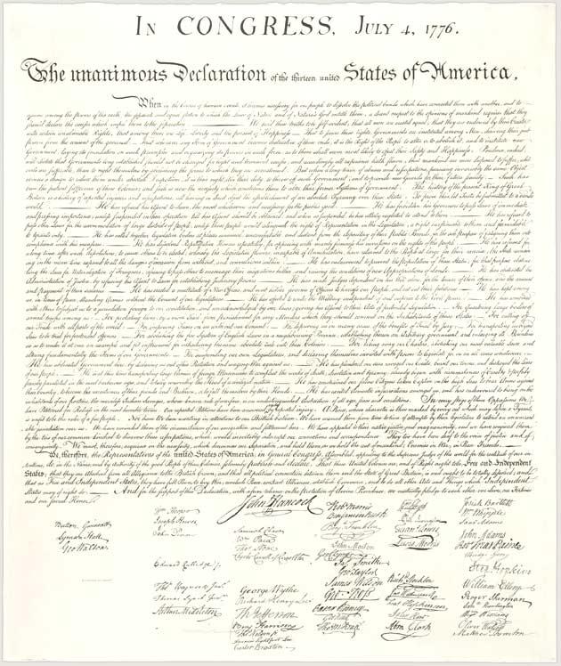 SOURCE B Declaration of Independence (Original Document Image) (Transcript) IN CONGRESS, July 4, 1776.