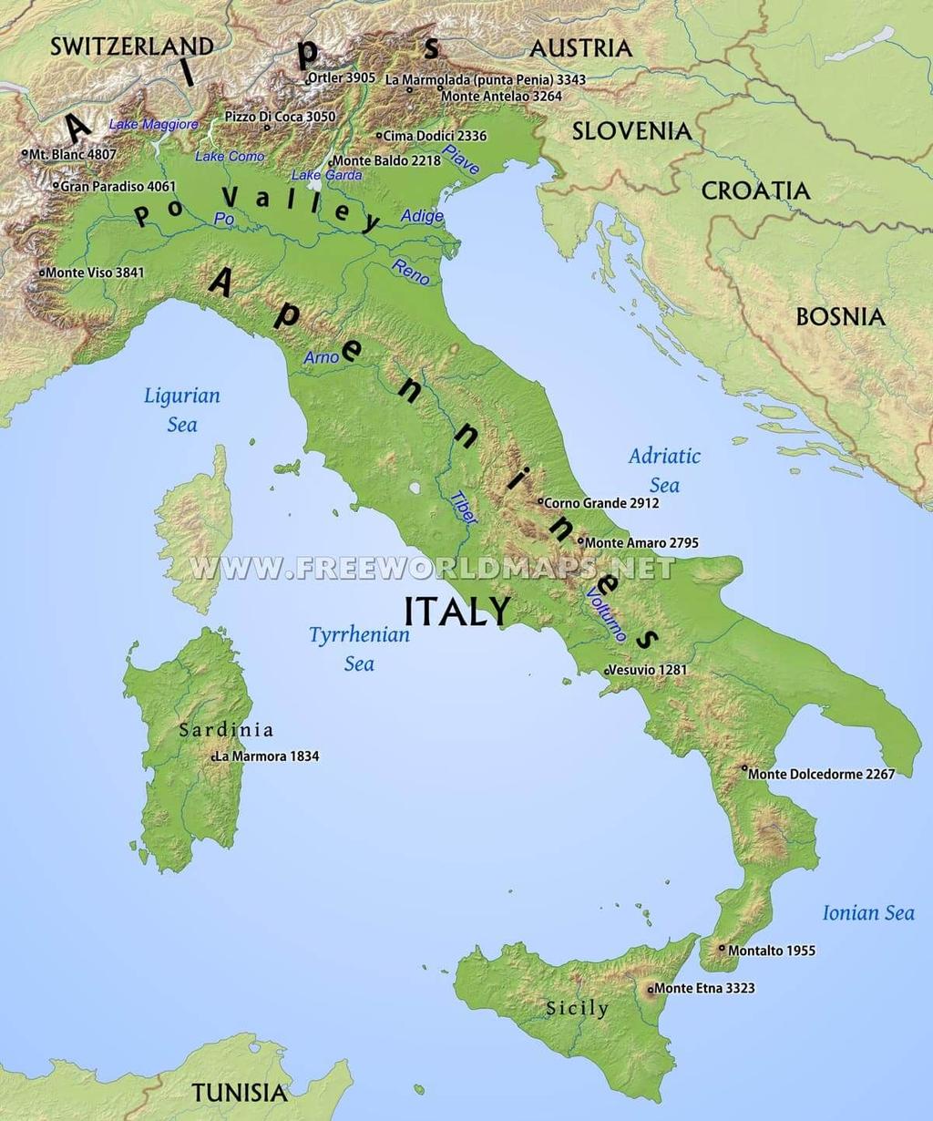 Geography of Italy A peninsula that juts in the