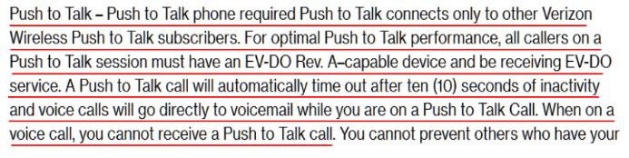 As shown below, a Verizon PTT enabled device will include a physical push to talk key or software-based push to talk key that allows a user to initiate a PTT call.
