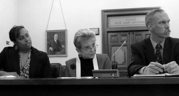 Comptroller Topinka testifies along with state Senator Toi Hutchinson and Assistant Comp - troller Steve Valasek on legislation to provide resources and counsel to small and minorityowned businesses.