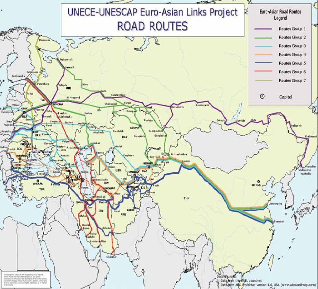 UNECE-ESCAP Euro-Asian Transport Links Road Routes 4.8.