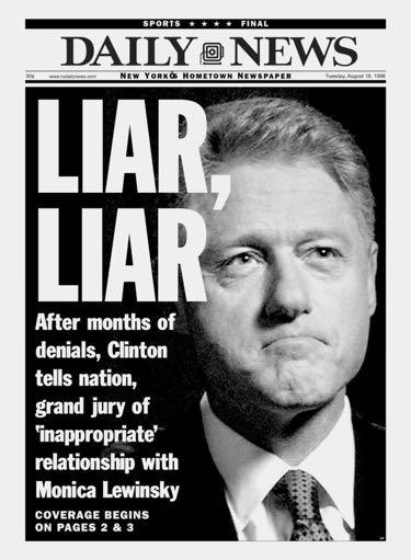 Scandals Monica Lewinsky case Clinton accused of lying