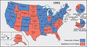 1992 Presidential Election Clinton won 370 electoral votes to Bush s 168, although