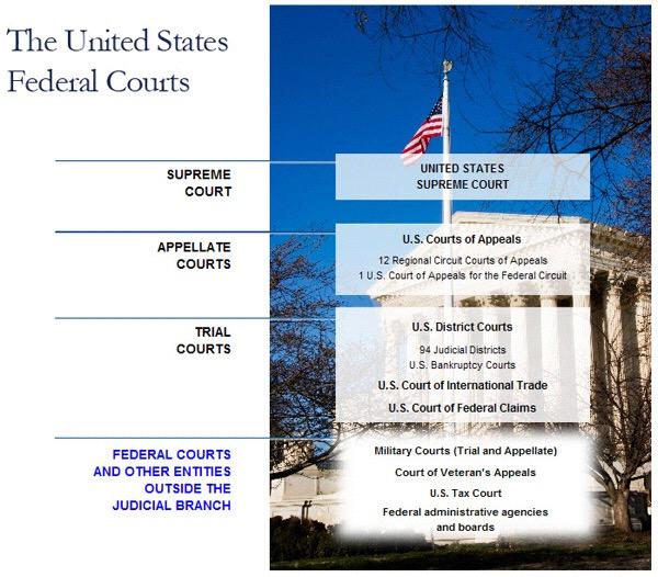 What Is The Judicial Branch? Branch of government concerned with interpreting laws Consists of Supreme Court and lower federal courts Trial courts: U.S. District Courts Hear both criminal and civil federal cases Appellate courts: U.