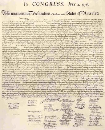 of Independence Document signed by