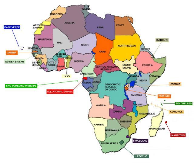 1. Angola 2. Democratic Republic of Congo 3. Ethiopia 4. Ghana 5. Kenya 6. Nigeria 7.
