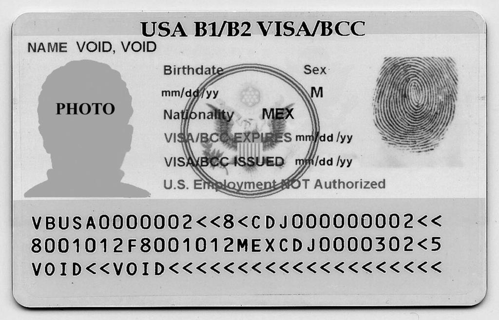 Figure 2: Sample of Border Crossing Card the U.S. Department of State Issues to Qualified Mexican Citizens Source: Department of State, fictitious information altered by GAO.