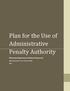 Plan for the Use of Administrative Penalty Authority