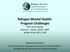 Refugee Mental Health: Program Challenges Amy Greensfelder Monica L. Vargas, MSPH, MBA Amber Gray, MPH, LCPP
