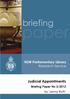 Judicial Appointments. Briefing Paper No 3/2012 by Lenny Roth