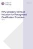 RPL Directory Terms of Inclusion for Recognised Qualification Providers. Version 0.1