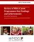 MDG-F Thematic Studies Review of MDG-F Joint Programmes Key Findings and Achievements