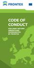 CODE OF CONDUCT. for joint return operations coordinated by frontex