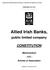 Allied Irish Banks, CONSTITUTION. public limited company. Memorandum - AND - Articles of Association COMPANIES ACT 2014