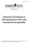 Indonesia's Constitution of 1945, Reinstated in 1959, with Amendments through 2002