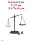 Business Law Tort Law Unit Textbook