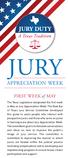 JURY APPRECIATION WEEK. FIRST WEEK of MAY