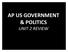 AP US GOVERNMENT & POLITICS UNIT 2 REVIEW