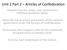 Unit 2 Part 2 Articles of Confederation