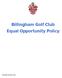Billingham Golf Club Equal Opportunity Policy