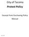 City of Tacoma Protest Policy. Excerpt from Purchasing Policy Manual