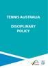 TENNIS AUSTRALIA DISCIPLINARY POLICY