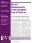 Recent Developments in the Canadian Law of Contract