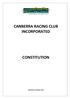 CANBERRA RACING CLUB INCORPORATED CONSTITUTION