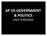 AP US GOVERNMENT & POLITICS UNIT 4 REVIEW