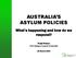 AUSTRALIA S ASYLUM POLICIES