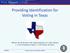 Providing Identification for Voting in Texas