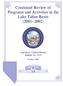 Continued Review of Programs and Activities in the Lake Tahoe Basin ( ) Legislative Counsel Bureau Bulletin No. 03-6