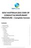 GOLF AUSTRALIA (GA) CODE OF CONDUCT & DISCIPLINARY PROCEDURE Complete Version