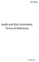 Audit and Risk Committee: Terms of Reference